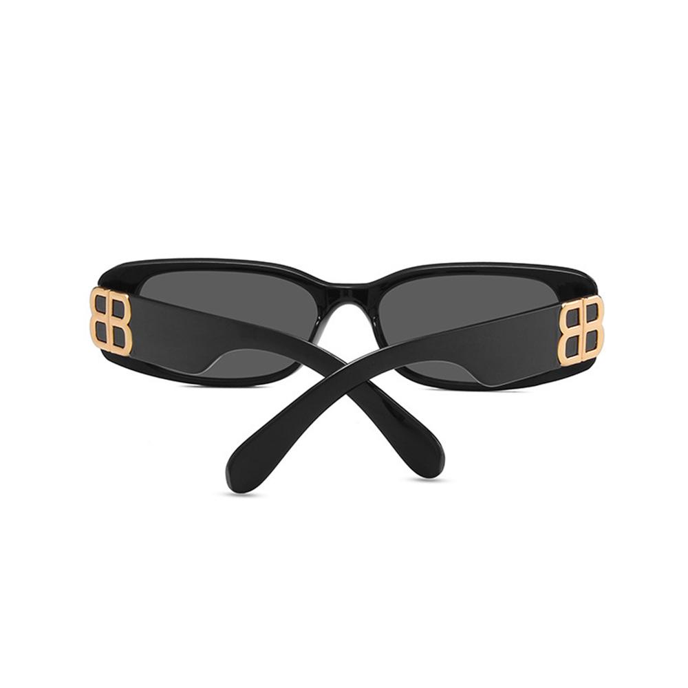 Needway Kacamata Hitam Persegi Panjang Kecil Kepribadian Retro Wanita Ganda B Punk Eropa Dan Amerika Shades