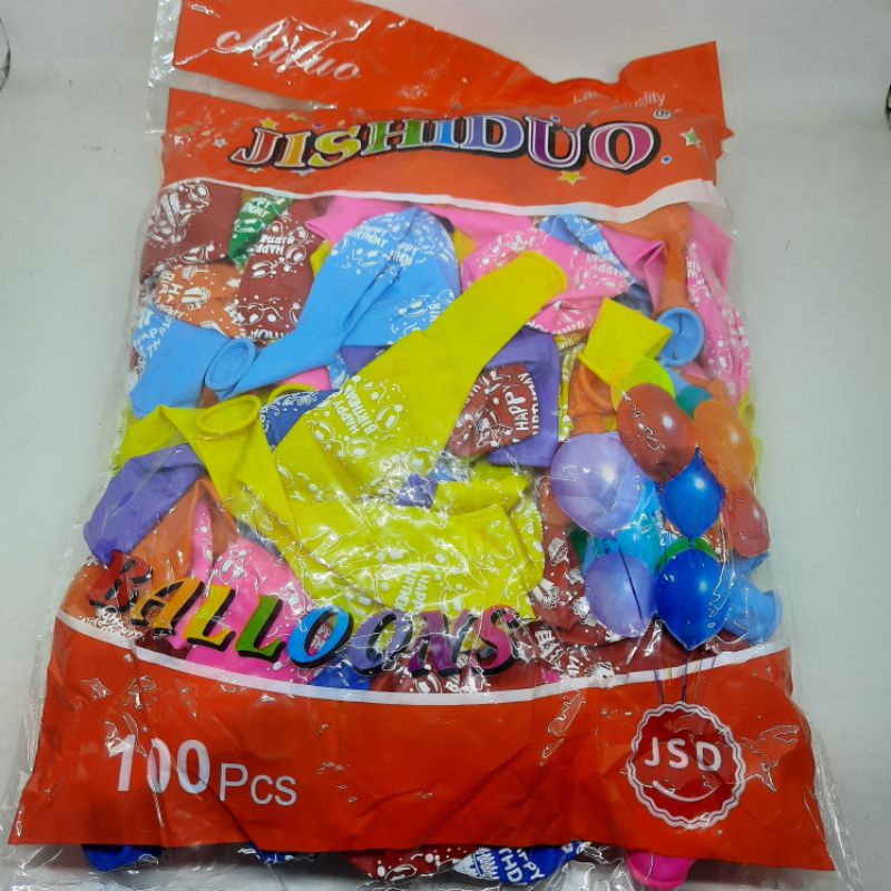 Balon Mainan Isi 100pcs Balon Latek ULTAH Bermotif