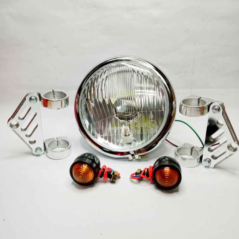 HEADLAMP LAMPU JUTE LED H4 SET PANGKON DUDUKAN CNC AS 31 GL MEGAPRO TIGER PLUS RITING ACIPI