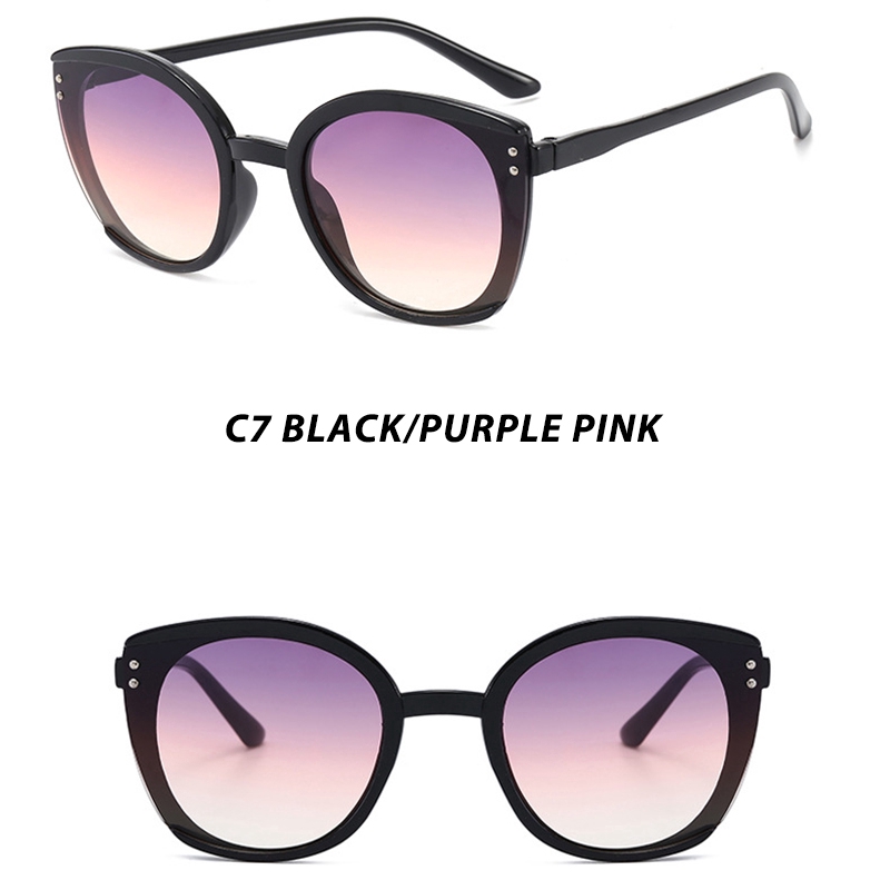 (YUZHU) Bayar di Tempat Kacamata Korean Style Hitam Bulat Wanita Anti UV400 Kacamata Hitam Gaya Sunglasses