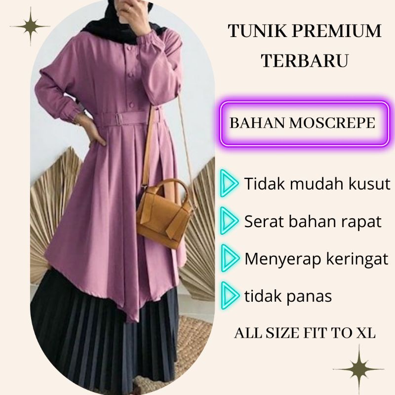 Baju Tunik Wanita Remaja Polos Terbaru 2022 Kekinian Ungu Lilac