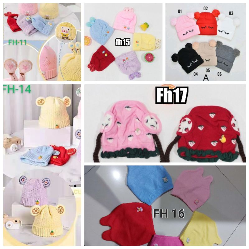 Topi rajut bayi pom pom