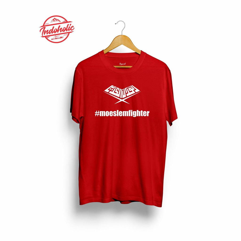Indoholic Atasan Baju Pakaian Pria Cowok wanita Kaos Distro Kaos Dakwah Kaos Muslim Murah terbaru Combed 100% Original Muslim Fighter