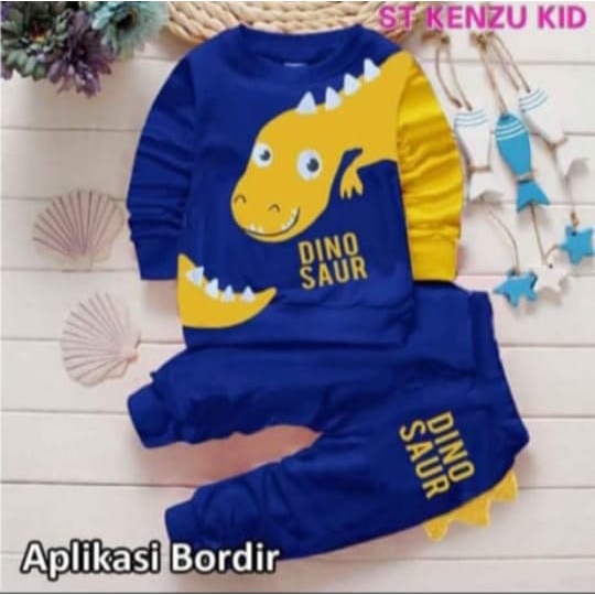 stelan sweater jogger anak motif DINO KENZU 1-6 THN