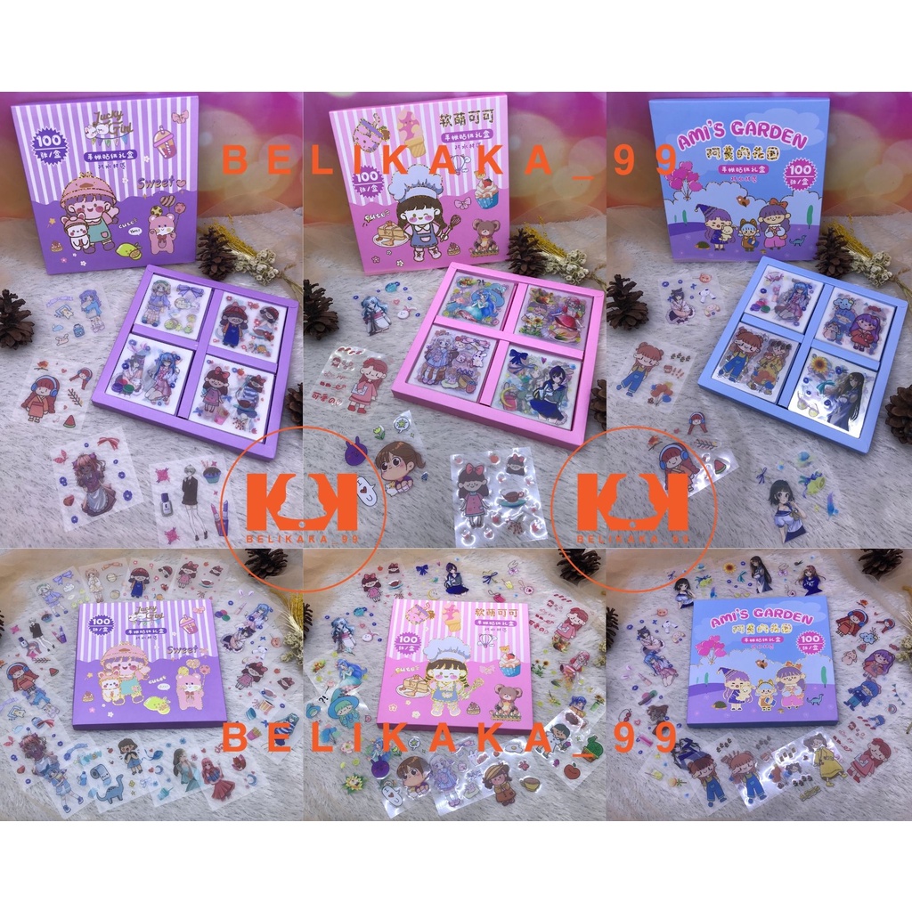 (1 BOX 100 PCS) STICKER AESTHETIC LUCU TRANSPARANT ANTI AIR ISI 100 / STICKER BUKU DIARY / STICKER 100 LEMBAR / STICKER TUMBLR / STICKER ISI 100PCS / STIKER ISI 100 PCS / STIKER BOTOL MINUM / STICKER MOMO / STIKER ANTI AIR / STIKER SANRIO / STIKER LOTSO