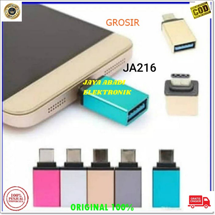 J216 OTG TIPE C TYPE C USB CONVERTER FLASH DISC ADAPTER KONEKTOR CONNECTOR SAMBUNGAN ON THE GO BISA SEGALA HANDPHONE YANG MENGGUNAKAN POT TYPE C DAPAT MENGHUBUNGKAN SMARPON DENGAN PERANGKAT BERBASIS USB YANG MENDUKUNG PENGGUNAAN OTG