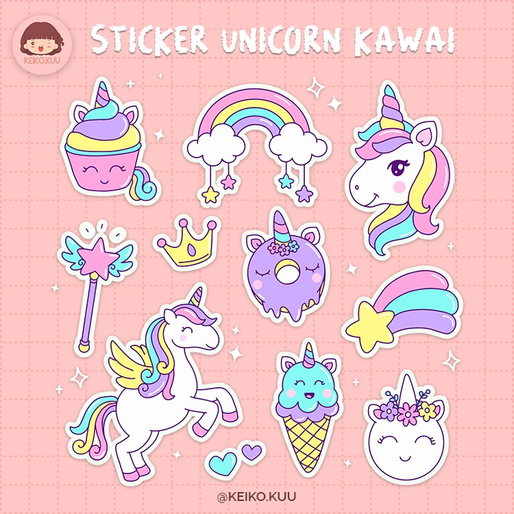 

STICKER UNICORN KAWAI WATERPROOF MURAH