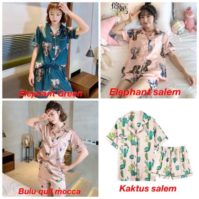 NEW 20motif JC- Set Piyama SATIN HP / Piyama Satin Import / Piyama wanita kekinian