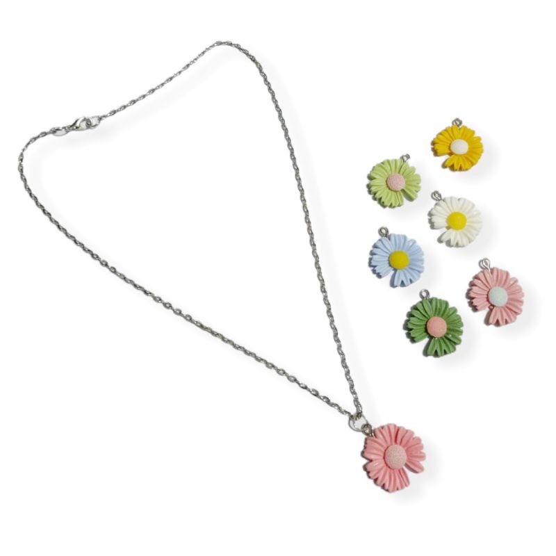 Kalung Korea Rantai Liontin Bunga Daisy Clay Sunflower Flower Korean Necklace