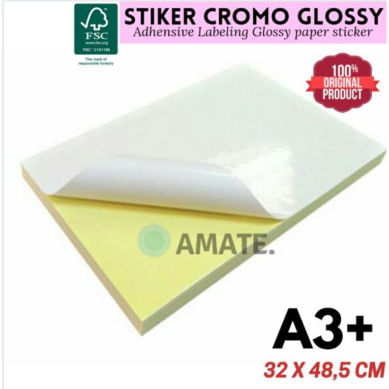 

Stiker Cromo Kilap A3+ (32x48,5cm) | Kertas Sticker Label Glossy Paper