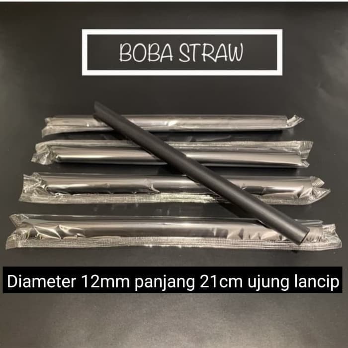 SEDOTAN BUBBLE STERIL RUNCING LURUS MURAH SEDOTAN BOBA THAI TEA 250PCS - 12MM 18CM, Putih