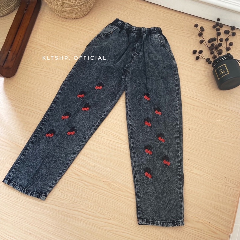 CHERRY PANTS || CELANA JEANS MOTIF BORDIR