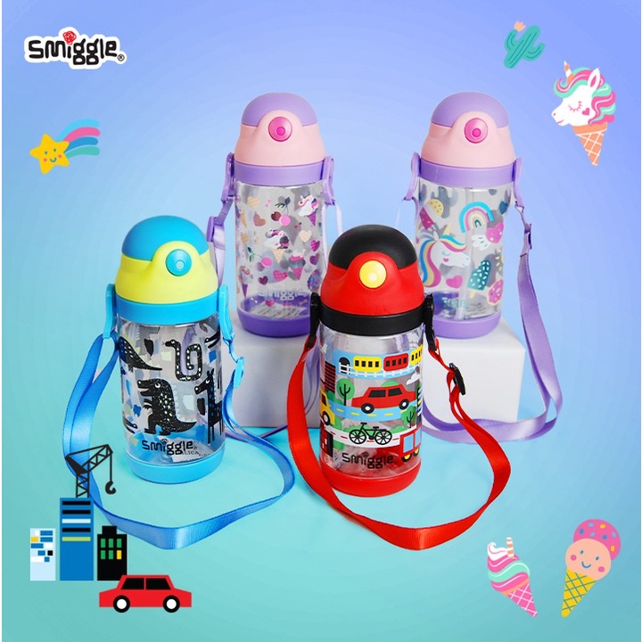 Smiggle botol minum dengan sedotan 500ml V4017