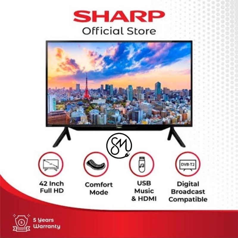 Tv led smart tv sharp 42 Inch 2T-C42DF1 garansi resmi