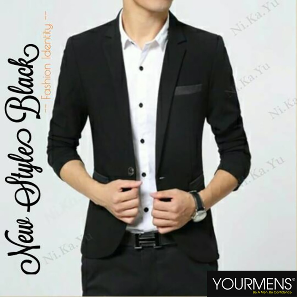 JAS PRIA SLIMFIT HITAM STYLE BLACK - JAS COWOK KEREN MODEL SLIMFIT CASUAL KOREA STYLE TERMURAH