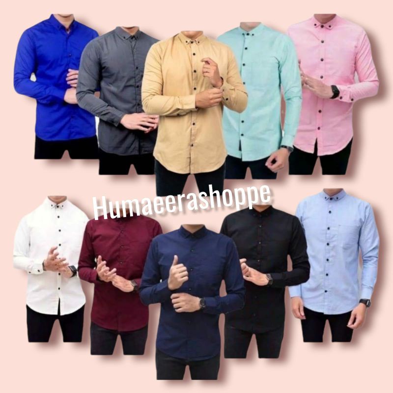 Kemeja polos panjang pria | kemeja pria bahan poplin