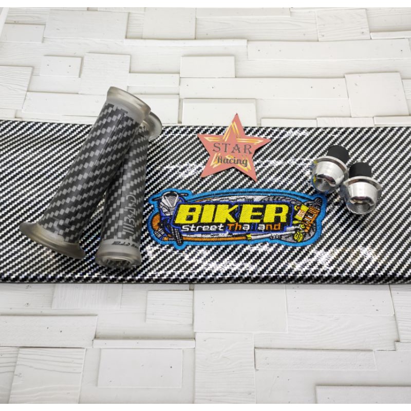 Kulit jok biker+ handgrip carbon+Jalu stang bisa untuk semua motor