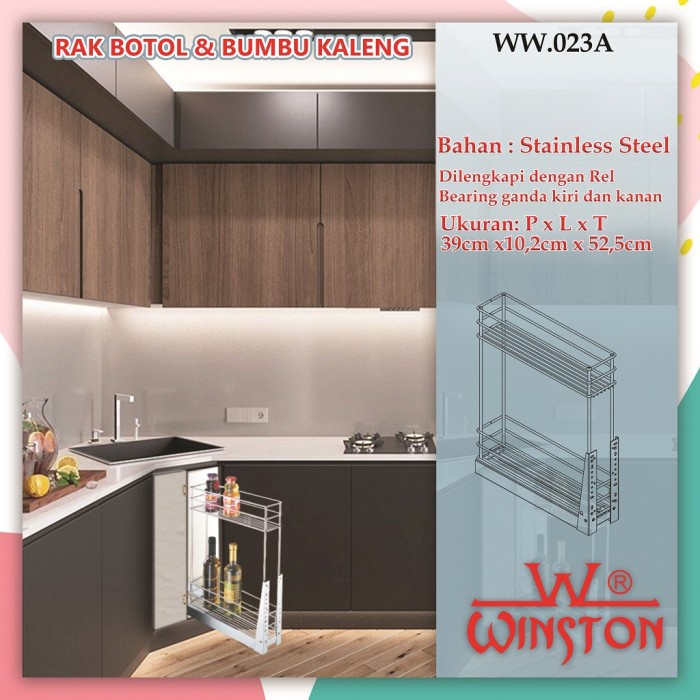 Rak Botol - Rak Tarik Botol Stainless Winston Ww 023A For Kitchen Set Cabinet