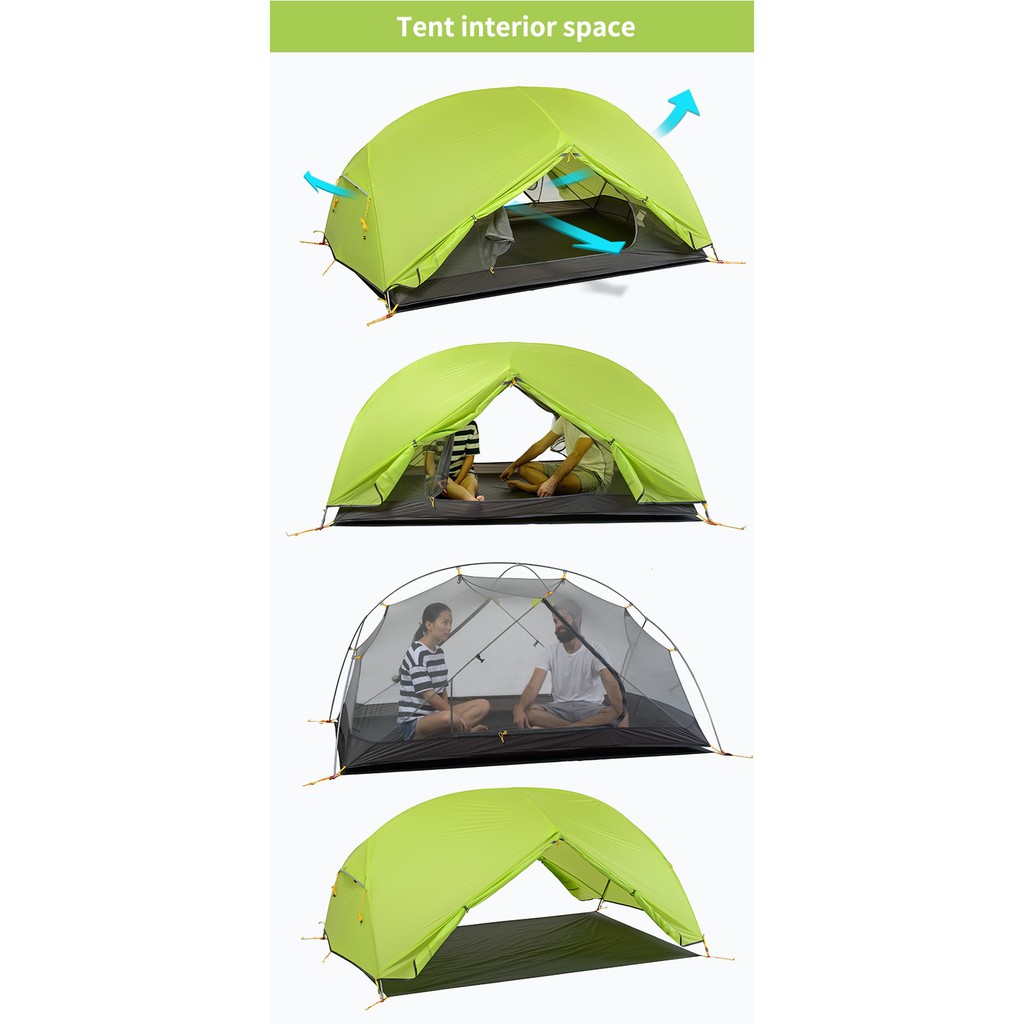 NATUREHIKE Mongar 3-Season Camping Tent 2 Persons - NH17T007-M