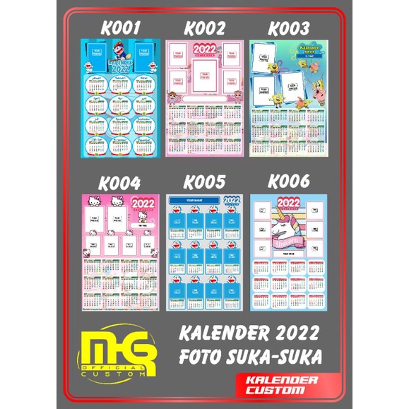

Kalender Custom Foto suka-suka Kalender Karakter kartun