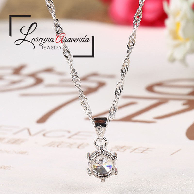 Kalung Titanium &amp; Liontin Kristal Model Big Crystal KL012