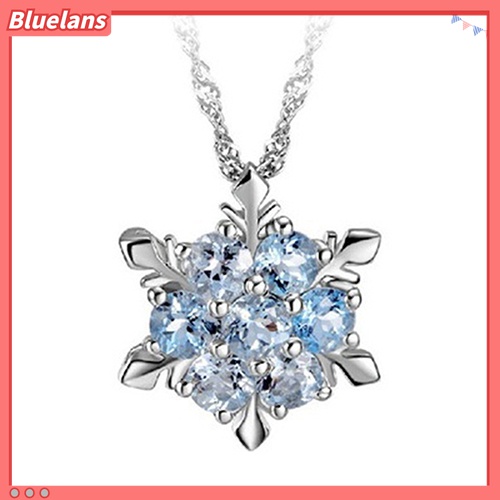 Bluelans Kalung Choker Rantai Pendek Dengan Liontin Snowflake Aksen Berlian Imitasi Untuk Wanita