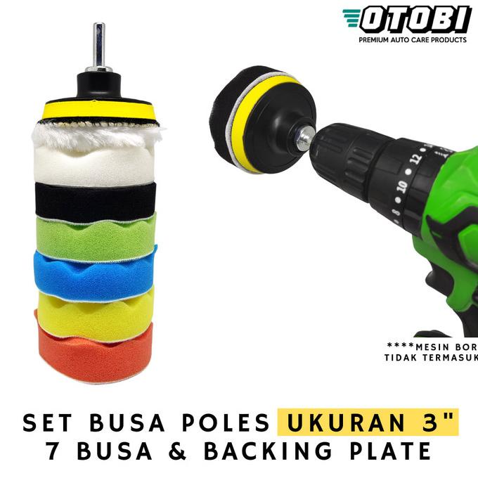Sponge Polishing 3" inch 8pcs / Busa Poles Mobil Bor Motor Set Pad M10