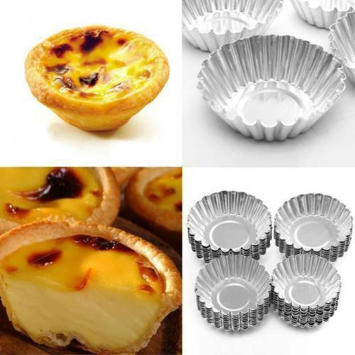 10pcs Cetakan Cupcake Muffin Egg Tart Bentuk Bunga Bahan Aluminum Alloy Anti Lengket Reusable