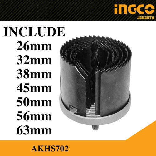 HOLE SAW KAYU SET KIT 7PCS / HOLSAW / HOLE SAW DRILL BIT INGCO AKHS702