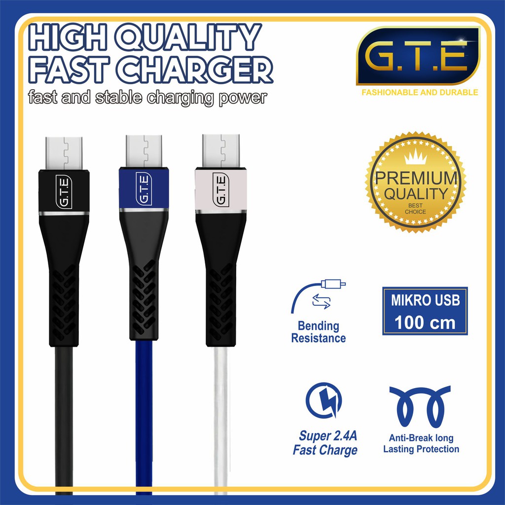 Kabel Data Mikro USB GTE Fast Charging 2.4A