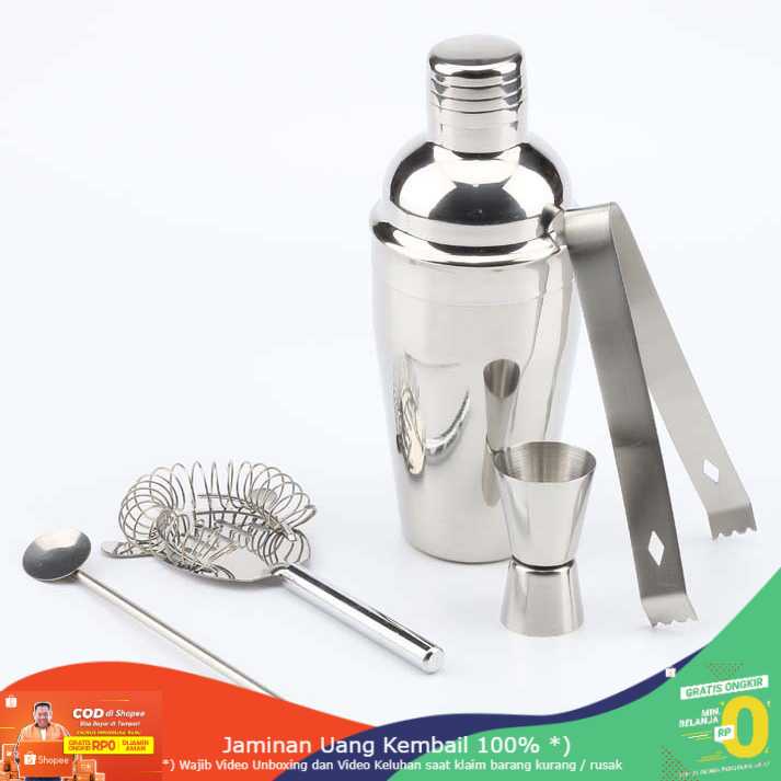 (BISA COD) RVOSTR  Bartender Drink Bar Set Shaker Stainless 5in1 AY8837