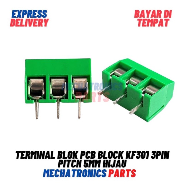 [5688] Terminal Blok PCB Block KF301 3Pin Pitch 5mm Hijau