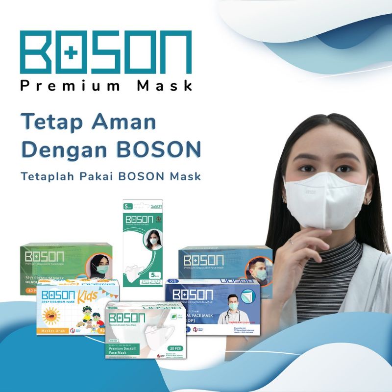 BOSON Masker Earloop 3 Ply Non-Medis 40 Pcs - Disposhable Face Mask