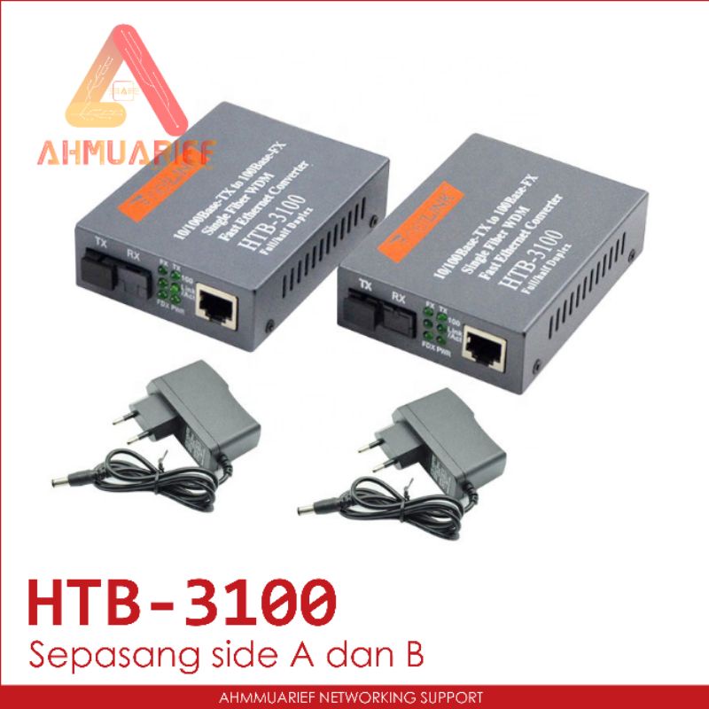 MEDIA CONVERTER FIBER OPTIK OPTIC NETLINK HTB 3100 SEPASANG A DAN B