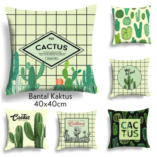 BANTAL SOFA PRINT MOTIF TANAMAN KAKTUS CACTUS 40X40 CM