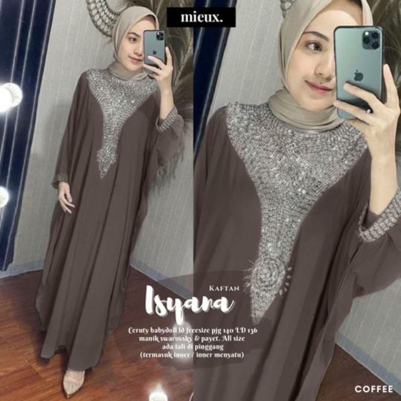 Isyana Kaftan Modern Caftan Model Terbaru Ceruty Ld Inner 115 Original By Mieux