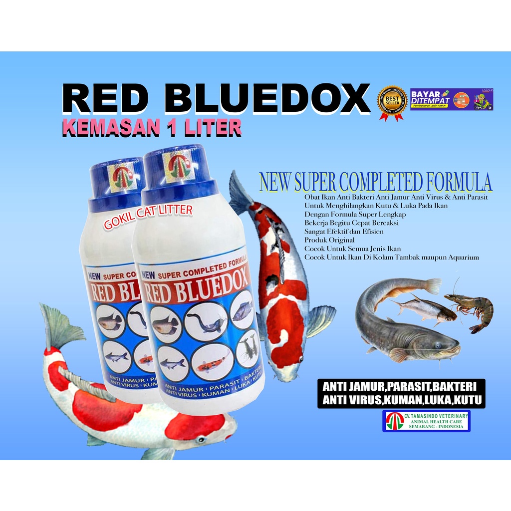 1 liter red bluedox-obat jamur ikan,, parasit, bakteri