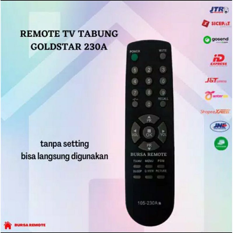 Remot / Remote TV Goldstar Tabung 230A tanpa setting