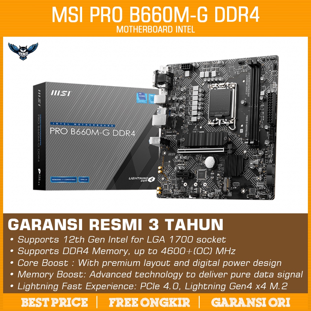 MSI PRO B660M-G DDR4 | Motherboard Intel Gen12 LGA1700 B660 MATX