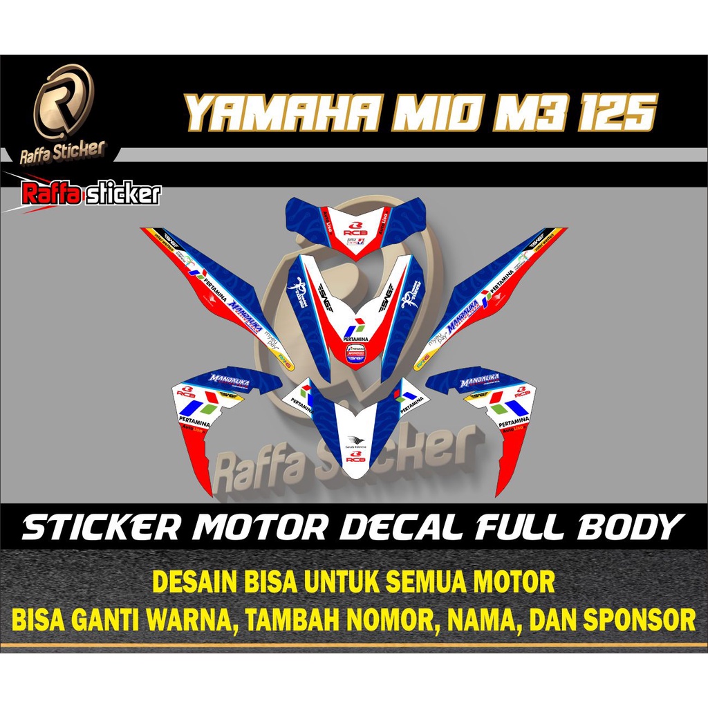 DECAL MIO M3 FULL BODY STICKER MIO M3 MANDALIKA PERTAMINA DECAL MIO M3 125 FULL BODY MANDALIKA