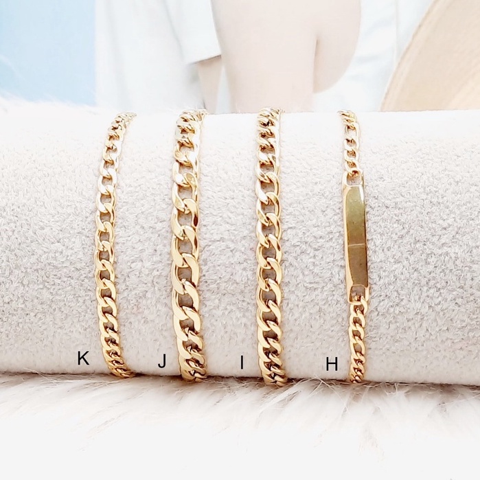 Gelang Titanium Branded Rose Gold Silver Bulat Hitam - BB397