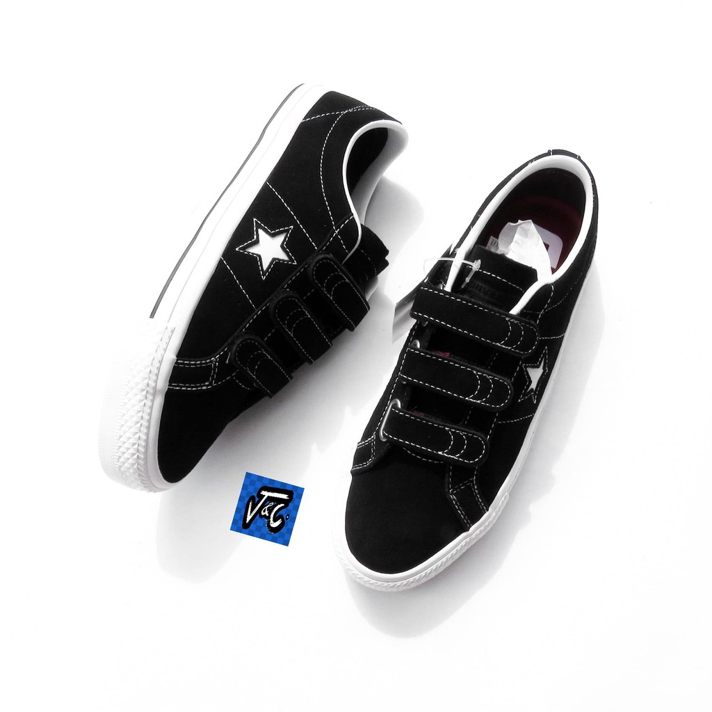 converse one star pro 3v ox black & white shoes