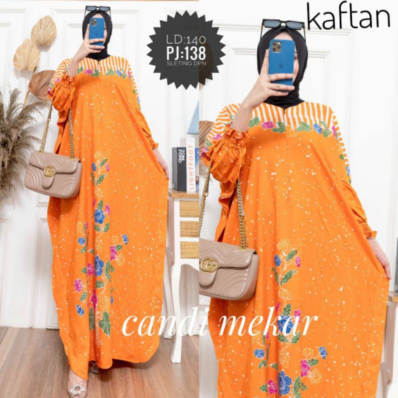 Fashion Muslimah Kaftan Cap Candi Mekar / Kaftan Cap Encim Rayon Candi Mekar