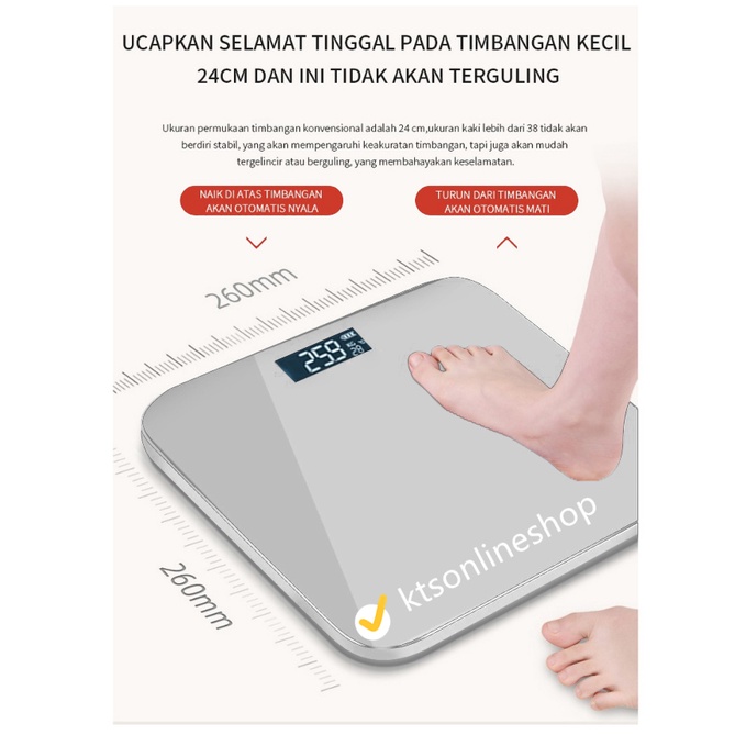 timbangan badan digital with usb charging anti pecah with lcd