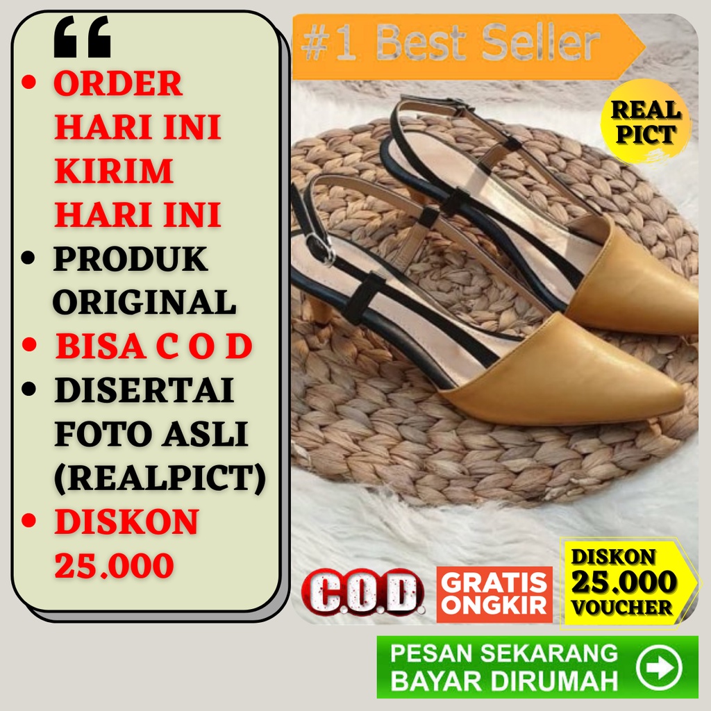 Sepatu High Heels Wanita Tali Belakang Spatu High Heel Higheels Hak Tinggi Cewek Murah Terbaru Korea