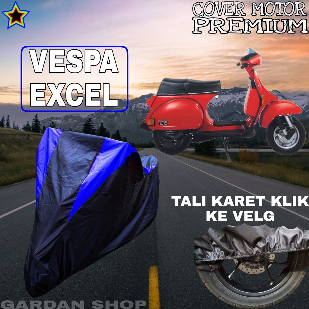 Sarung Motor VESPA EXCEL Hitam BIRU Body Cover Vespa PREMIUM