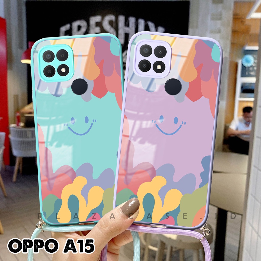 Softcase Glass Kaca + Tali - K111 -  For Oppo A15 A54 A16 A5S RENO 5 RENO 5F RENO 6 - Case Lucu - Case Oppo A54 - Casing Hp Oppo A16 - Casing Hp Oppo A15 - Kesing Oppo A5S - Softcase RENO 5 - Casing RENO 5F - Sarung Hp RENO 6 4G - Case A54 - Plazacase