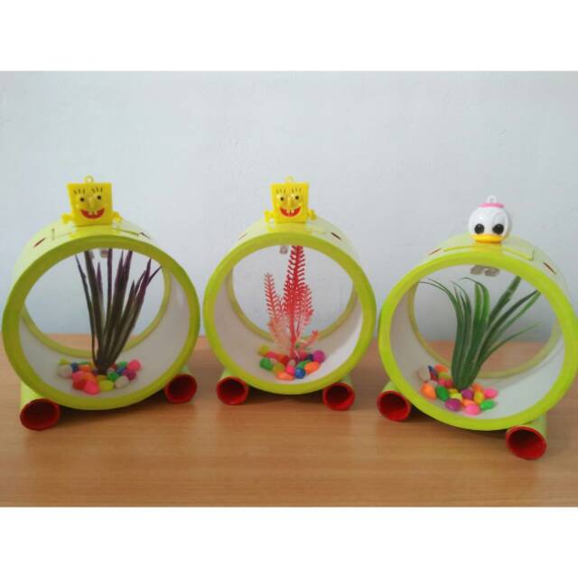 Aquarium mini lengkap dengan lampu unik