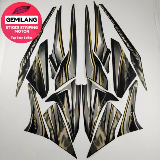 Striping Decal Polet Sticker yamaha vixion 2012 old hitam list body standar berkualitas termurah Gem