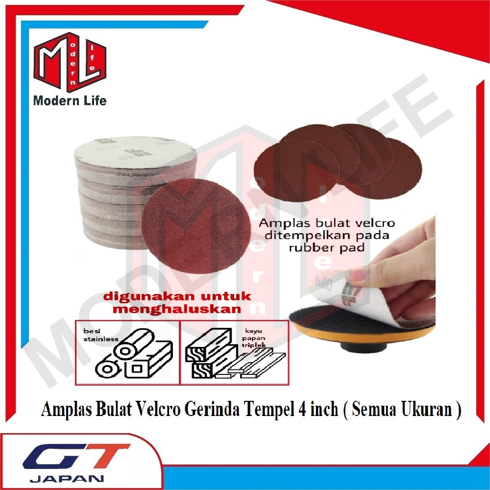 Amplas Bulat Velcro 4 inch Grit 150 Amplas Tempel Gerinda 4&quot; Grip 150